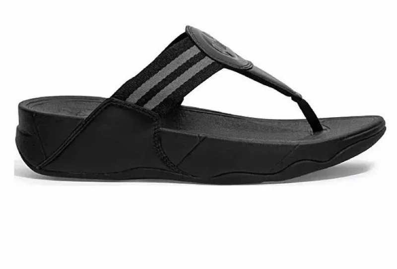 Walk Star -Webbing Toe-Post Sandals In Black