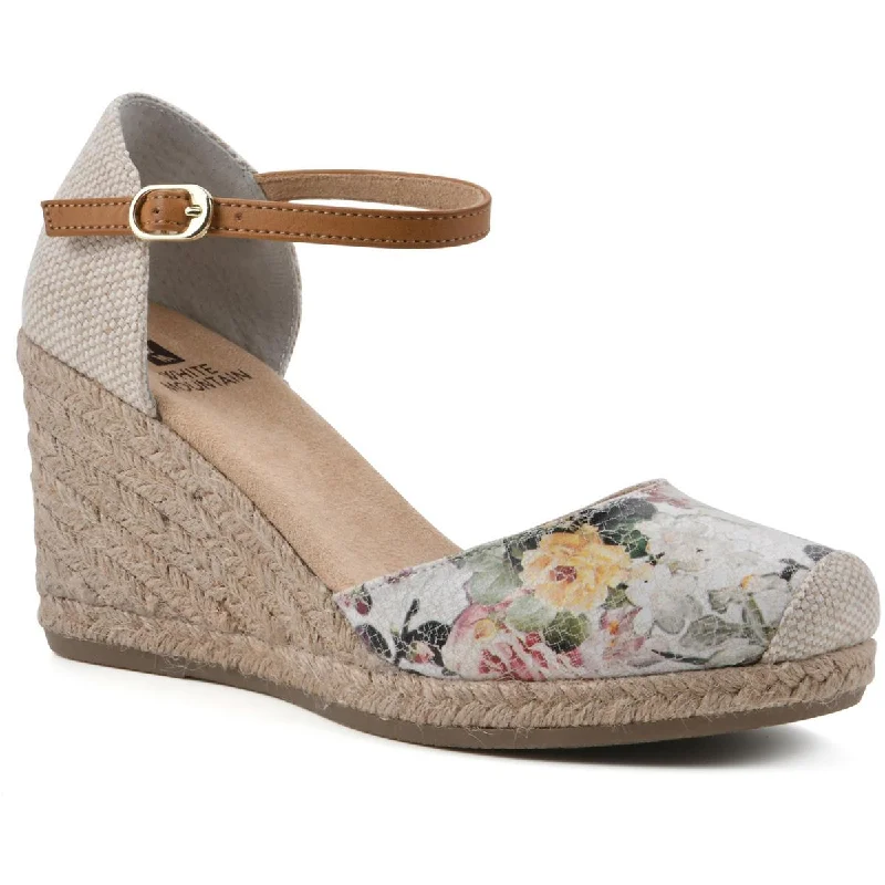 White Mountain Womens Mamba Woven Canvas Wedge Sandals