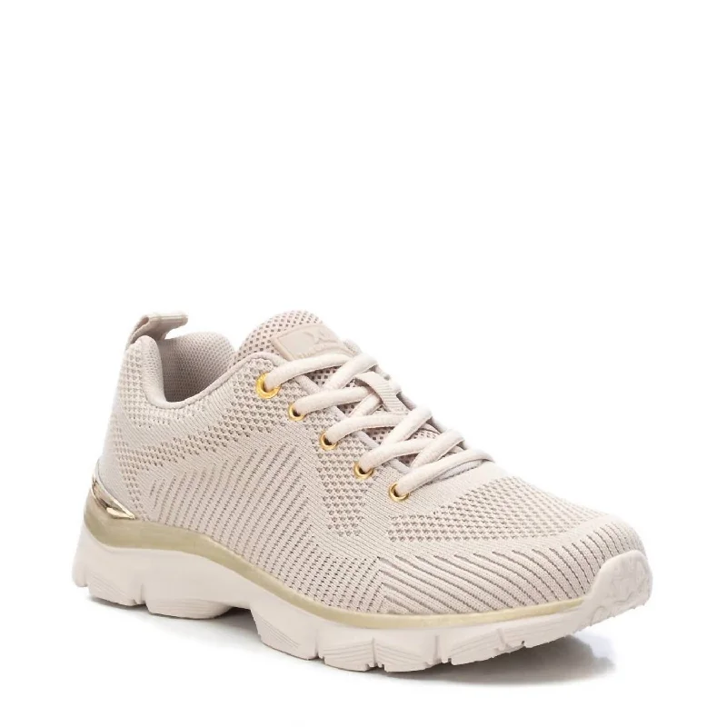 Women's Lace-Up Sneakers In Beige