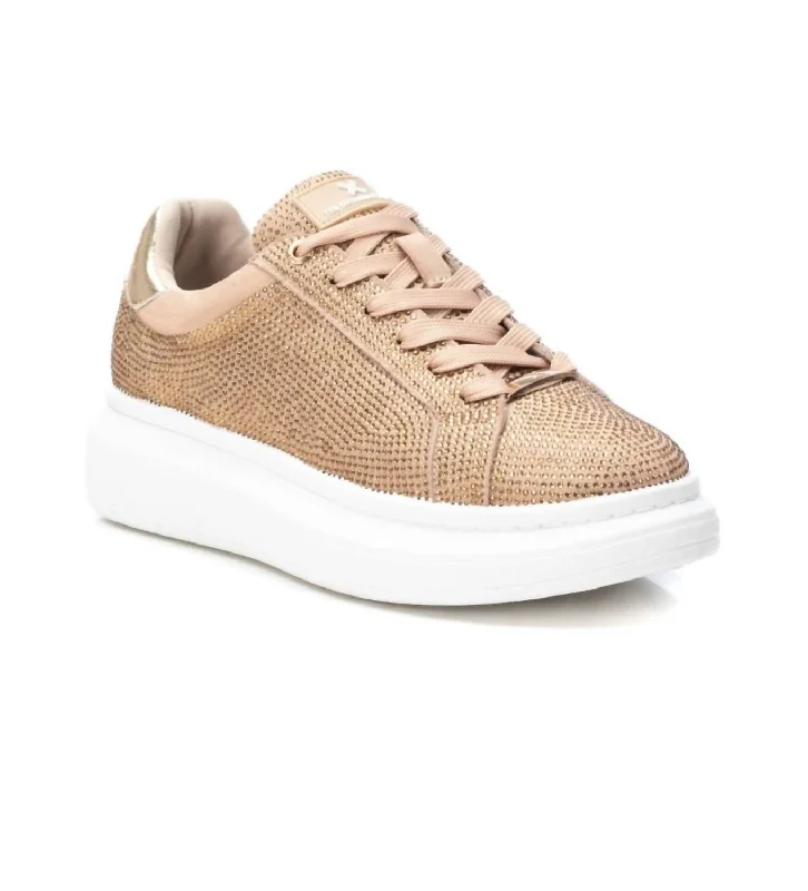 Women's Lace-Up Sneakers In Beige