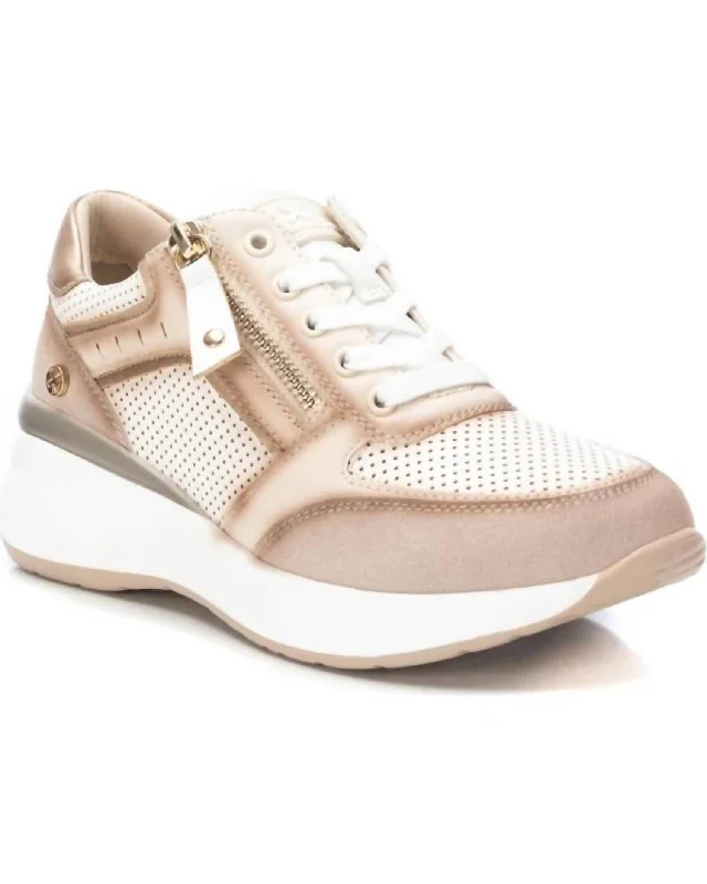 Women's Lace-Up Sneakers In Beige