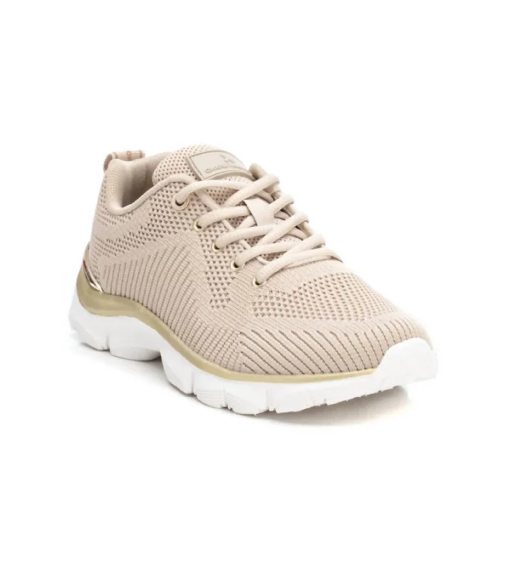 Women's Lace-Up Sneakers In Beige