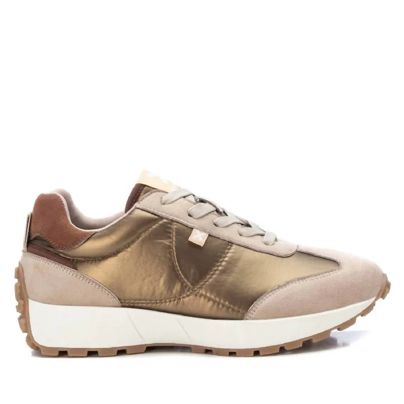 Women's Lace-Up Sneakers In Gold