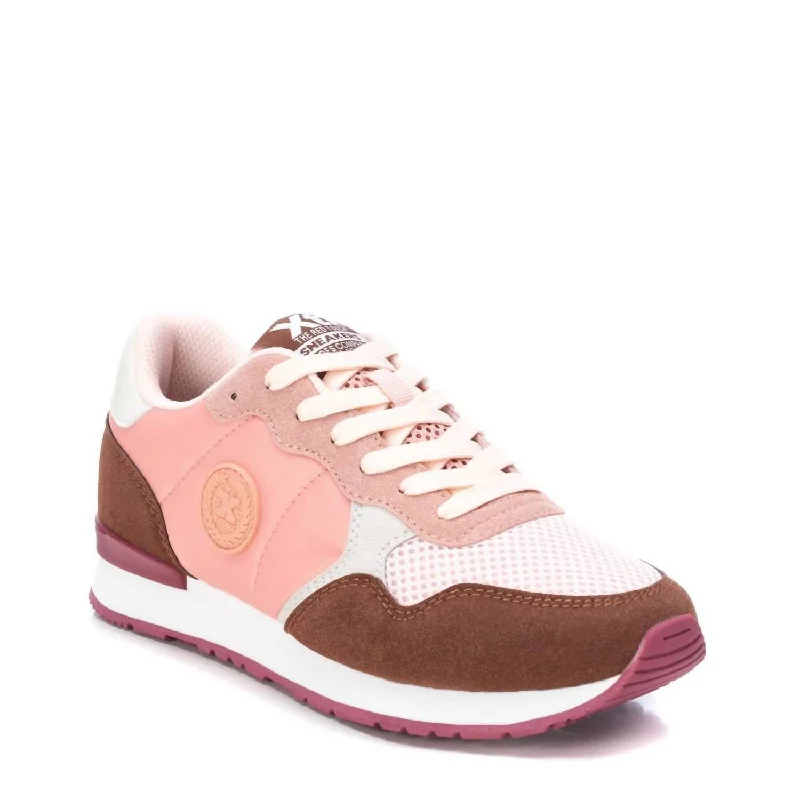 Women's Lace-Up Sneakers In Light Pink