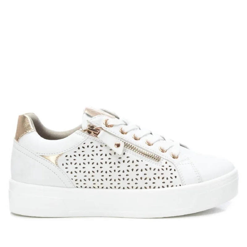 Women's Lace-Up Sneakers In White