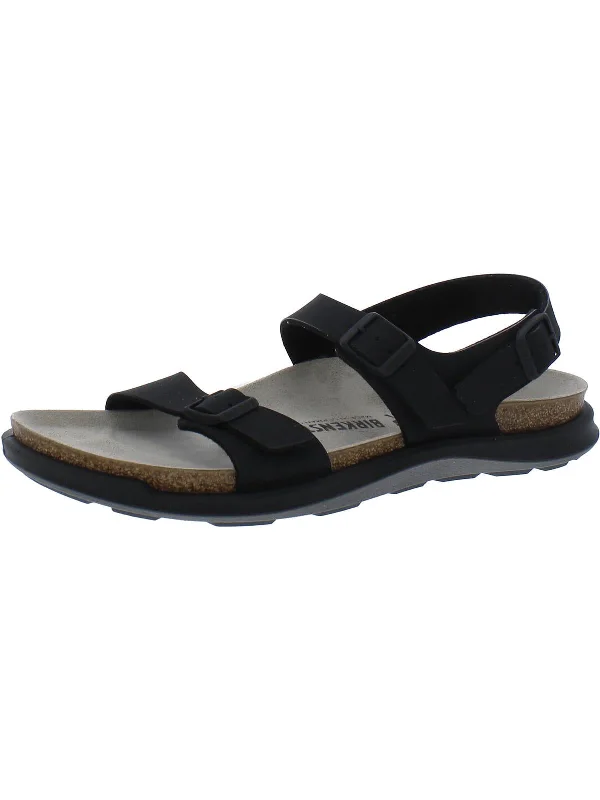 Womens Leather Footbed Strappy Sandals