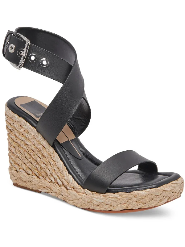 Womens Leather Wedge Sandals