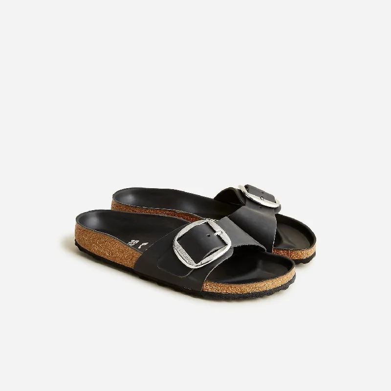 Women's Madrid Big Buckle Sandal In Black Leather