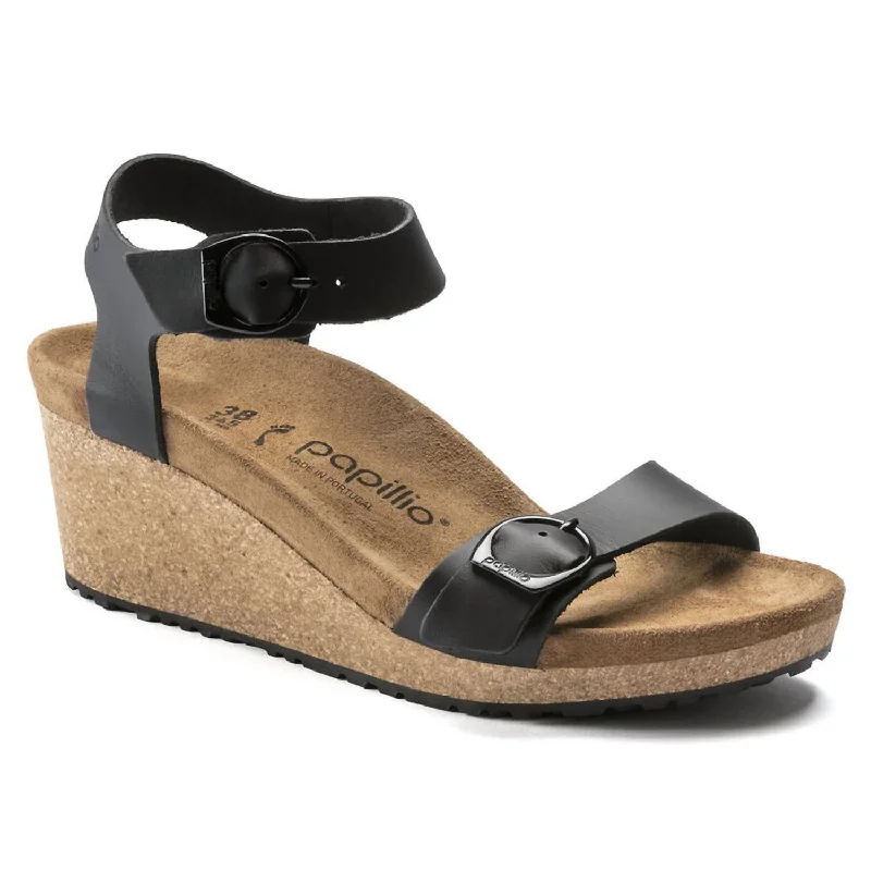 Women's Soley Nubuck Leather Sandal In Metallic Black