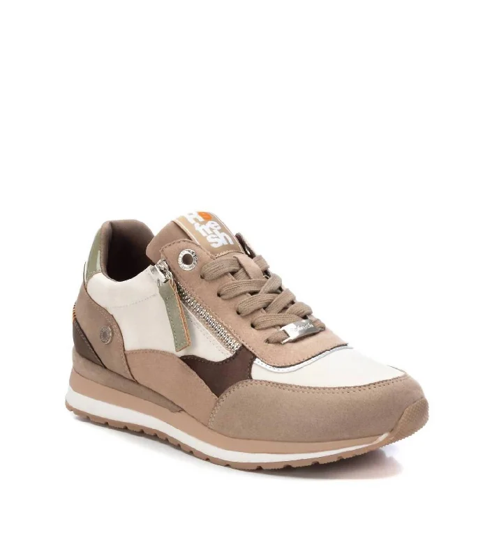 Women's Suede Sneakers In Beige