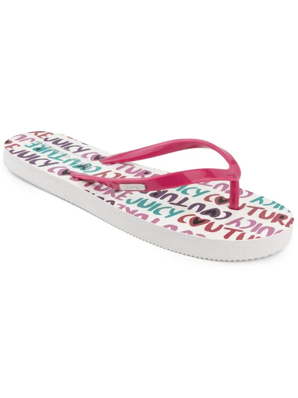 Zamia Womens Printed Slip On Flip-Flops