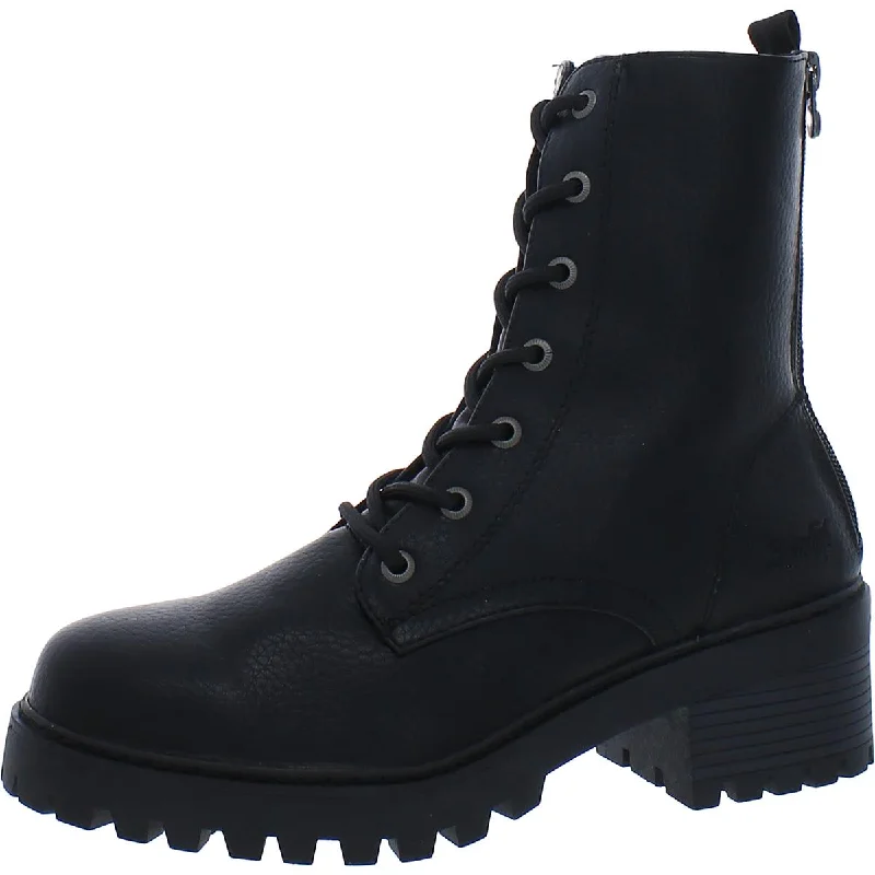 Blowfish Womens Faux Leather Vegan Combat & Lace-up Boots