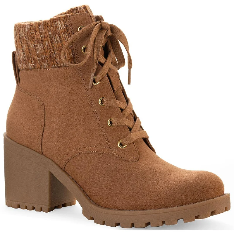 Sun + Stone Womens Romina Block Heel Combat & Lace-up Boots