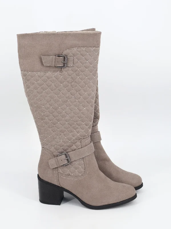 Women's Textured Suede Leather Boots,Beige