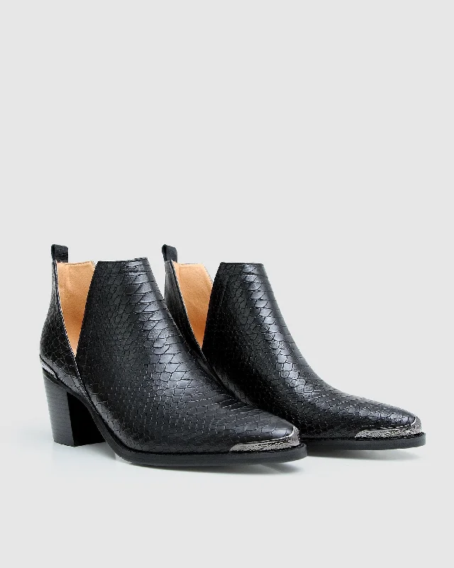 Austin Croc Embossed Ankle Boot