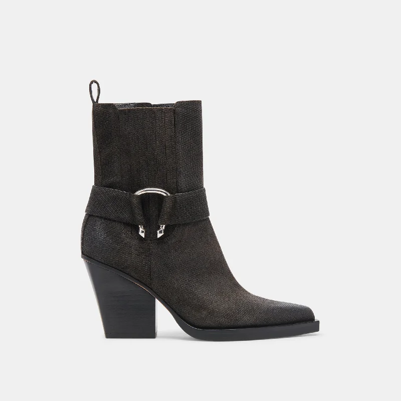 BOUNTY BOOTS ONYX EMBOSSED SUEDE