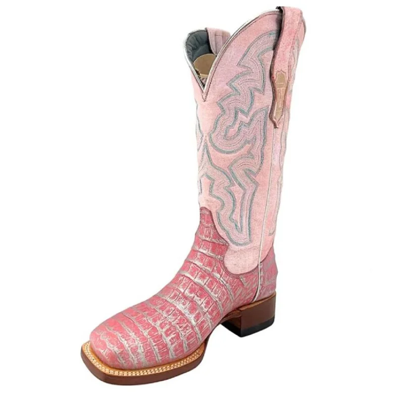 Tanner Mark Women's Caiman Pink & Silver Boots