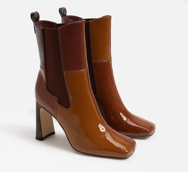 Elle Block Heel Chelsea Bootie In Spiced Cognac