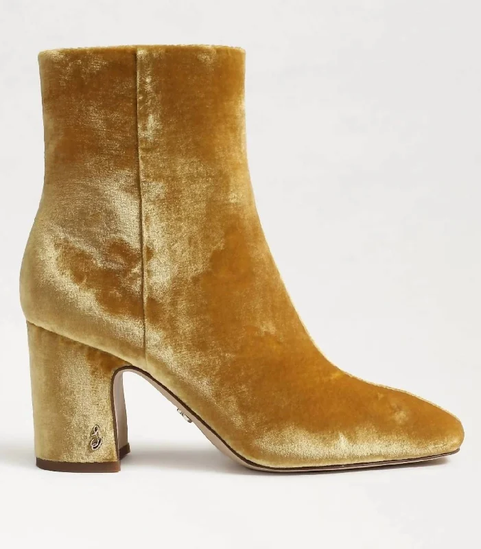 Fawn Ankle Bootie in Saffron Velvet