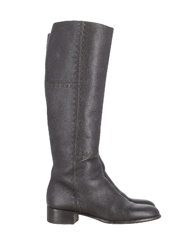 Fendi Knee Length Boots in Black Leather