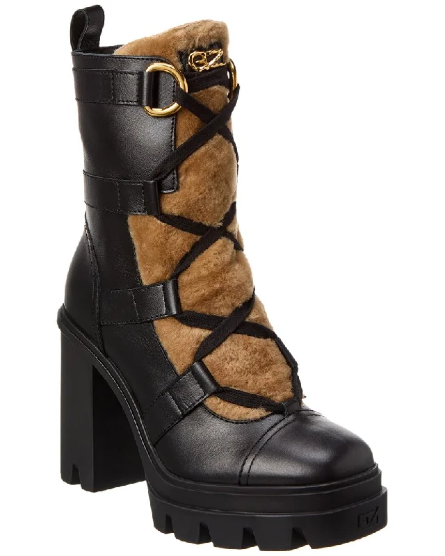 Giuseppe Zanotti Cubelibre 80 Leather & Shearling Boot