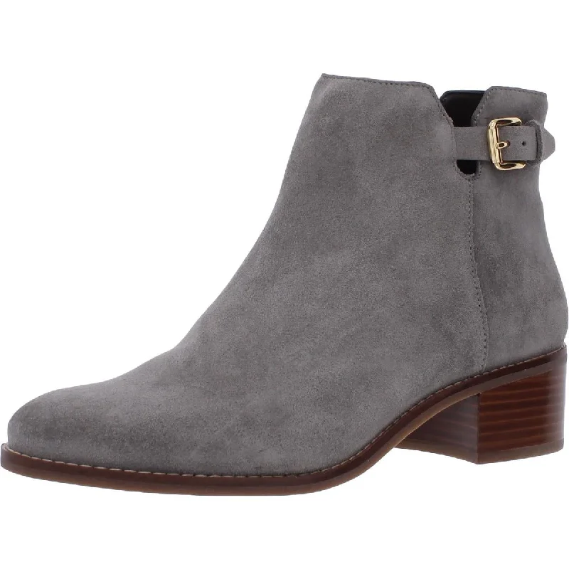 Haidyn Womens Suede Block Heel Booties