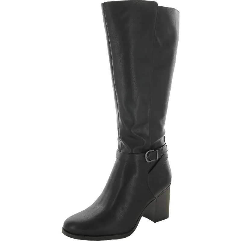 Joslynn Womens Faux Leather Wide Calf Knee-High Boots