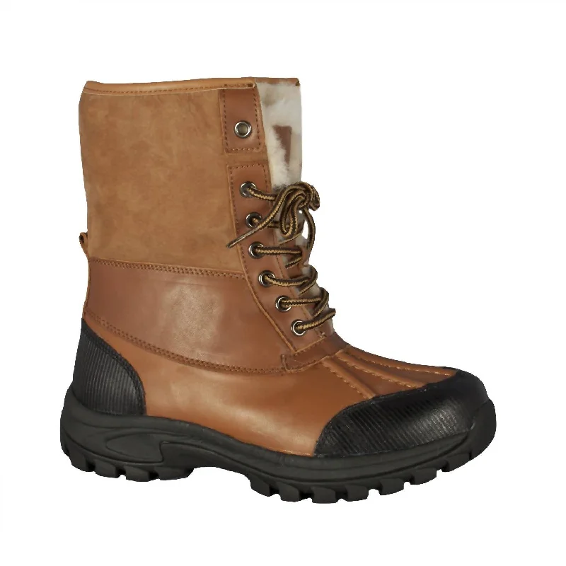 Ladies Sheepskin Tundra Boot In Chestnut