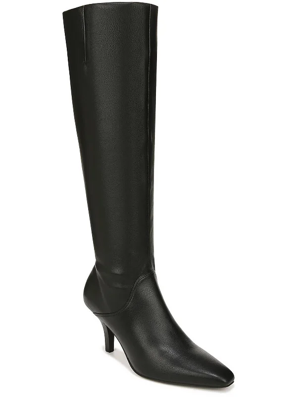 Lyla Womens Faux Leather Wide Calf Knee-High Boots