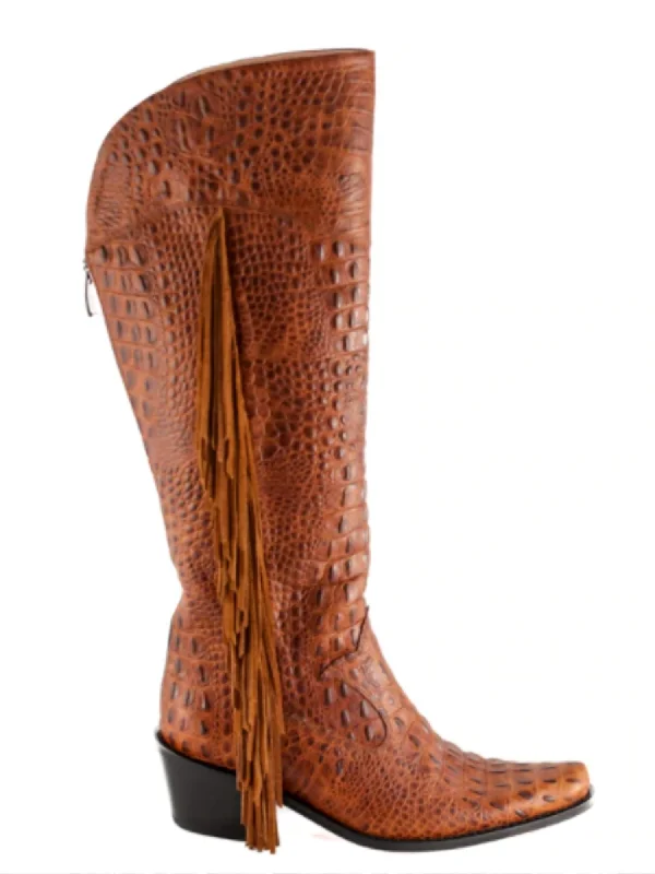 Manchester Fringe Tall Cowboy Boot In Brown