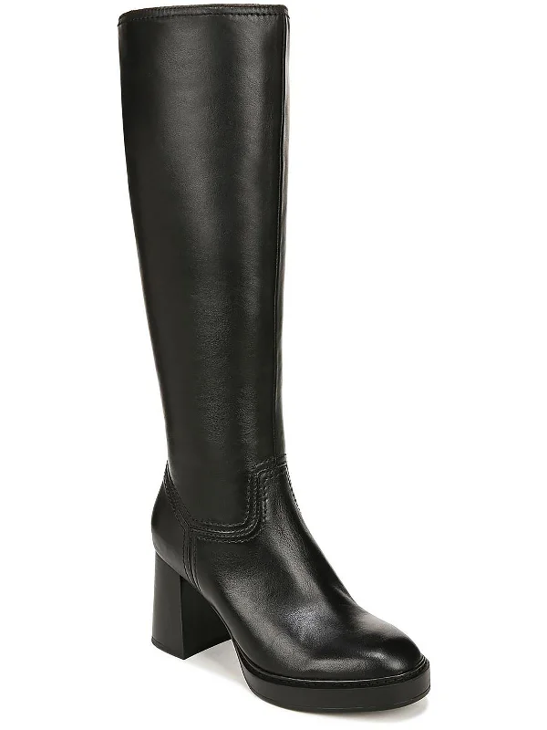 Ona Womens Leather Wide Calf Knee-High Boots