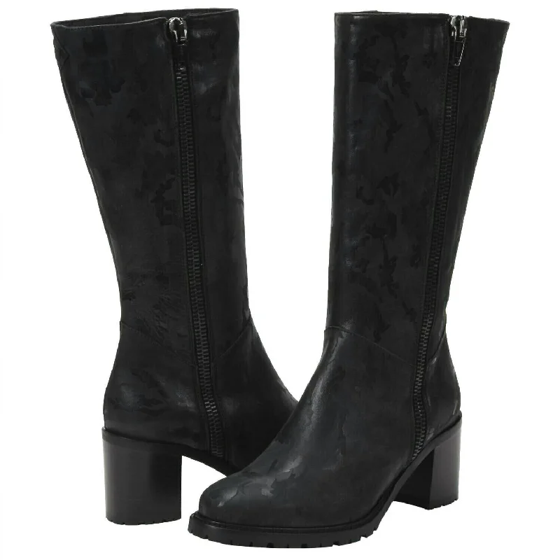 Rosina Heeled Boots In Black Camo