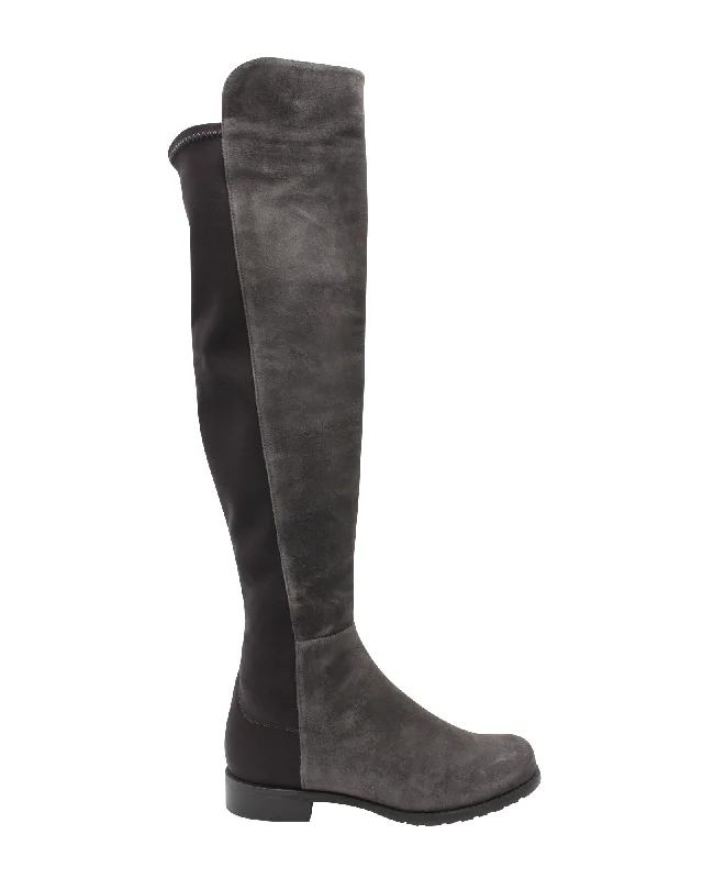 Stuart Weitzman 5050 Knee High Boots in Grey Suede