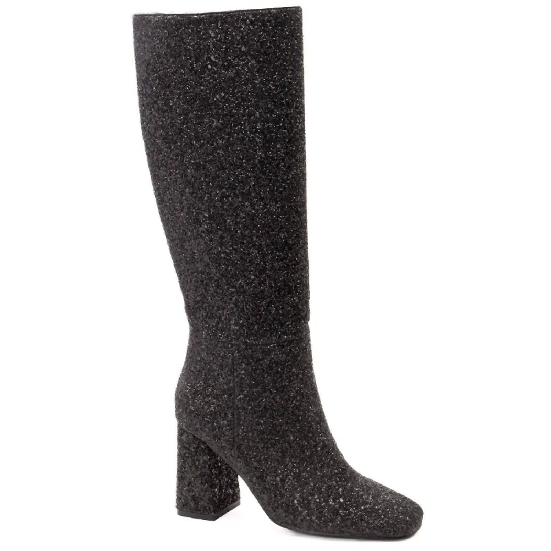 Tall Glitter Boots In Black