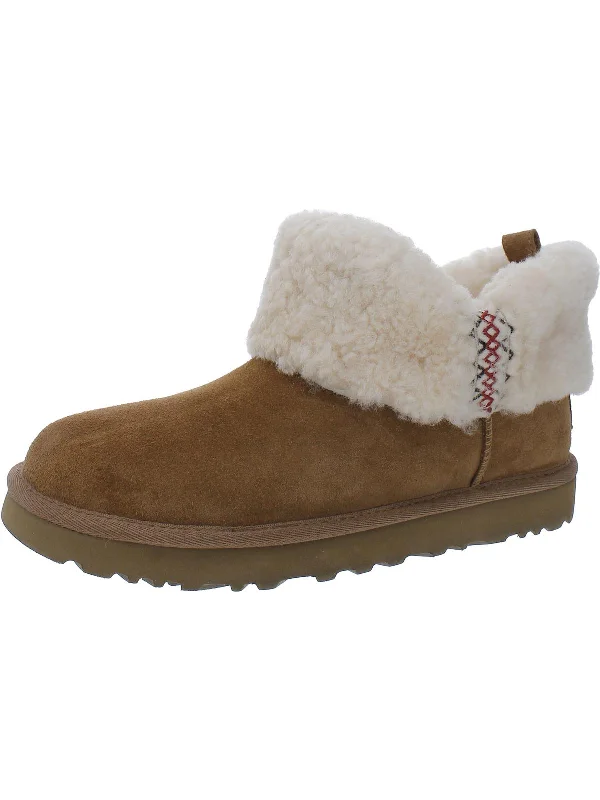 Ultra Mini Womens Suede Winter Shearling Boots