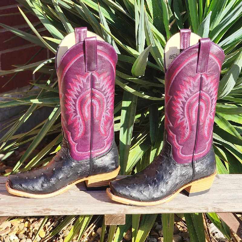 Maci Bean Ladies Black Full Quill Ostrich Boots