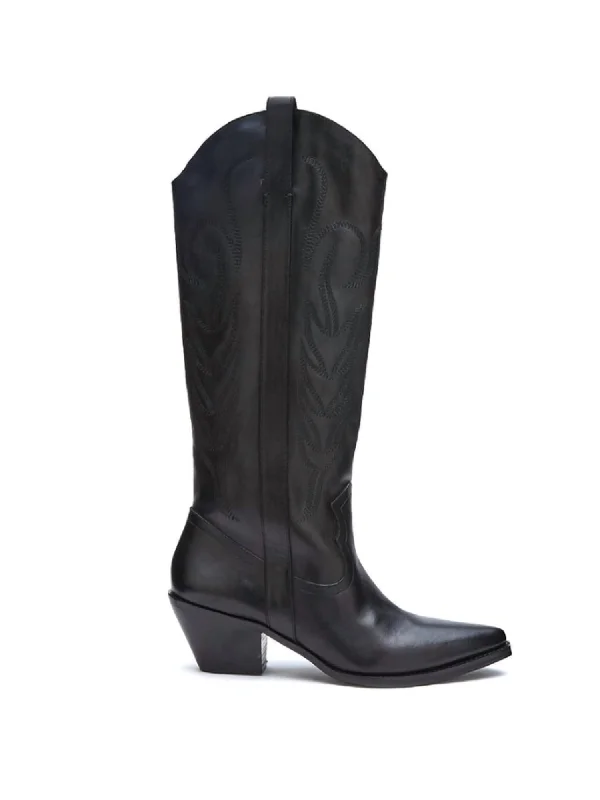 Women's Agency Knee High Western Boots In Black