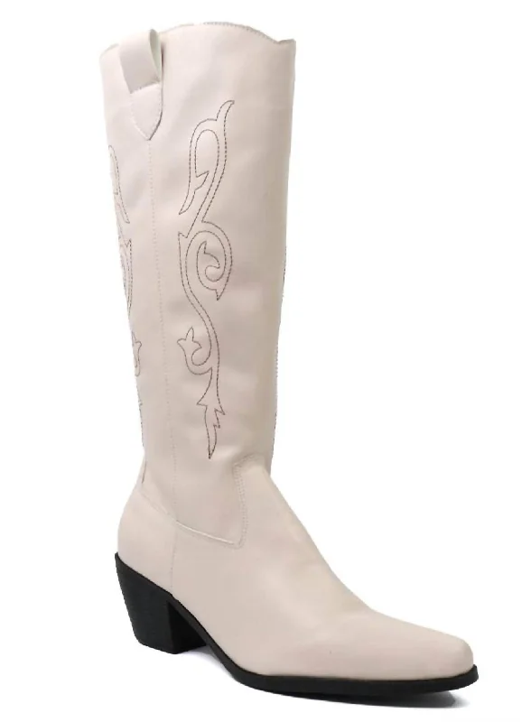 Women's Belle Western Under-The-Knee Boots In Bone