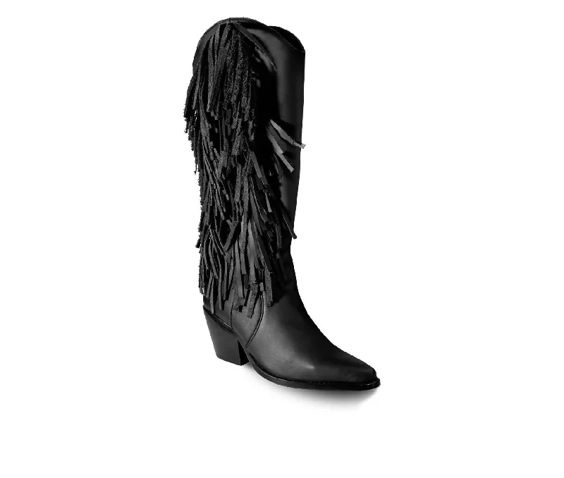 Women's Knee-High Premium Leather Ely Boots In Black