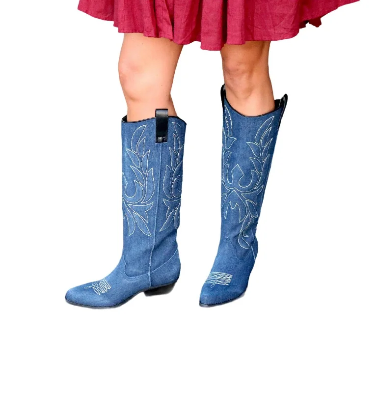 Women's Western Roots Here's Your Denim Boots In Blue