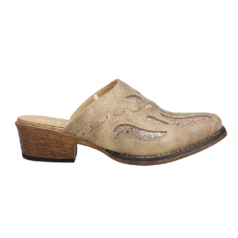 Beth Glittered Tooled-Inlay Mule Clogs