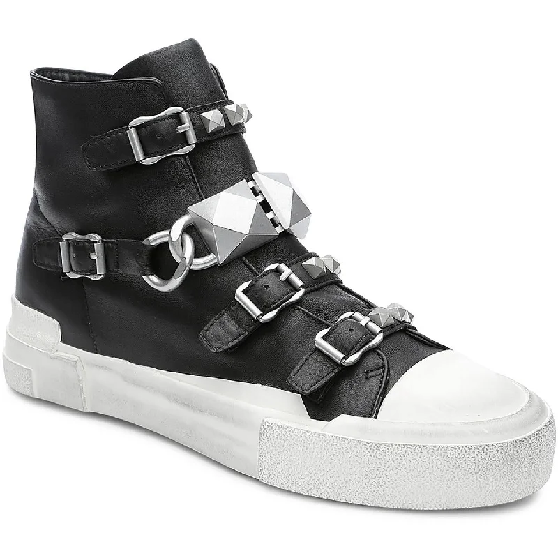 Galaxy Chain Womens Leather Studded High-Top Sneakers