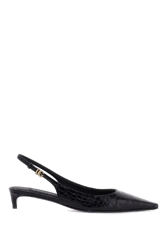 Dolce & Gabbana Cocco Print Leather Slingback Dã©Col