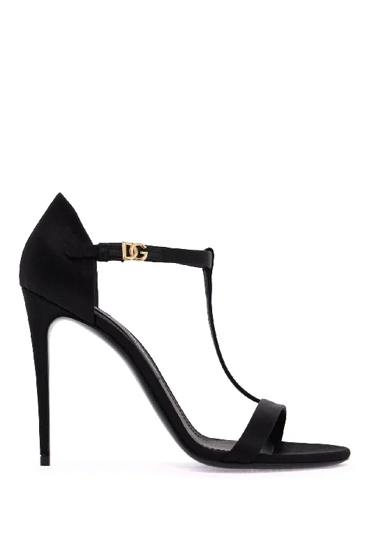 Dolce & Gabbana Satin T-Bar Sandals In