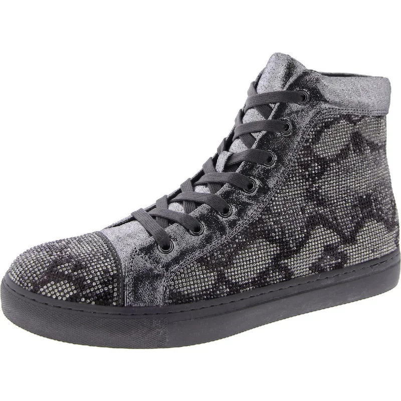 Uproar Womens Lace-Up Rhinestone High-Top Sneakers