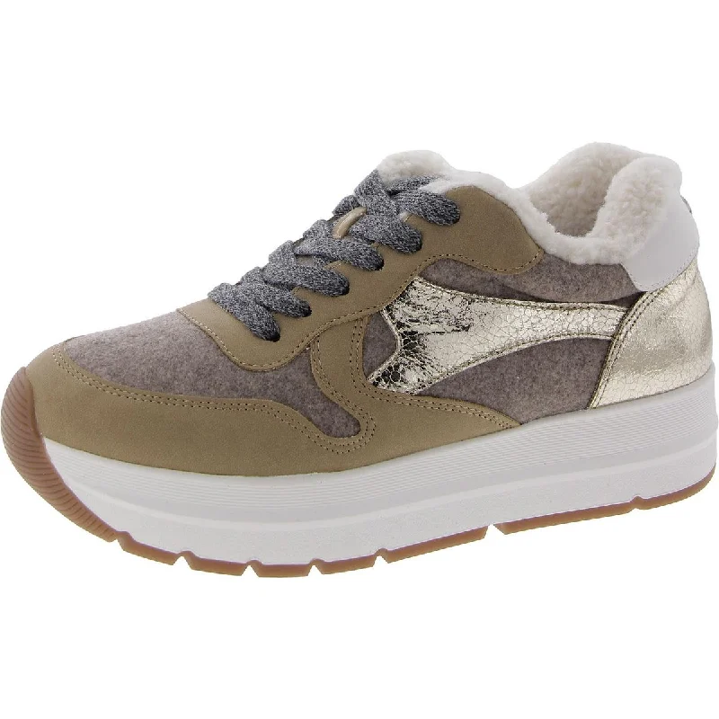 Clay Womens Faux Fur Lined Mid-Sole Casual And Fashion Sneakers