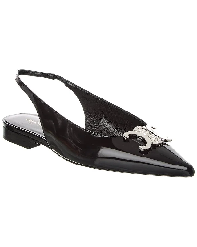 CELINE Alma Triomphe Patent Slingback Flat