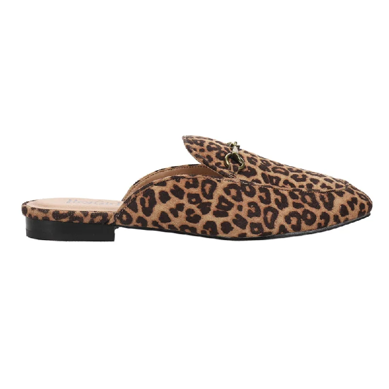 Charmer Leopard Print Slip On Mules