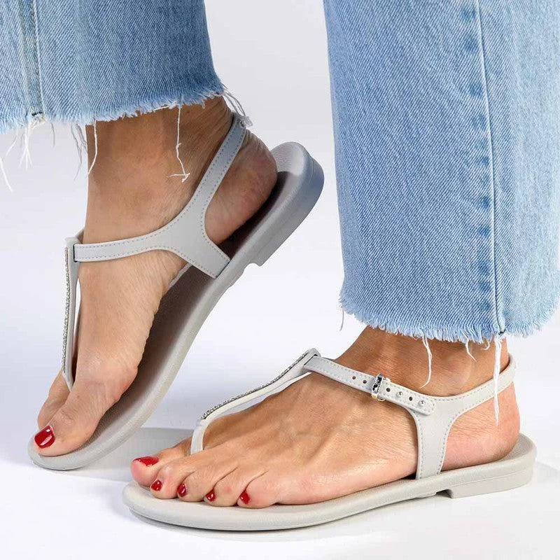 Grendha Slingback Sandals with Silver Trim - Grey