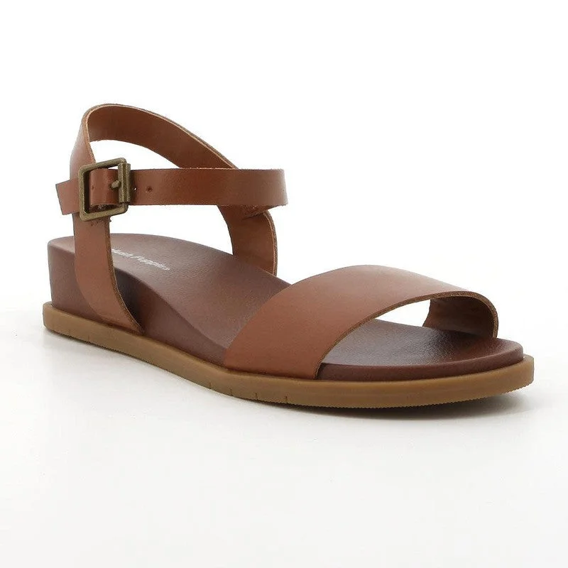 Hush Puppies Graice Leather Strap Sandals - Gognac